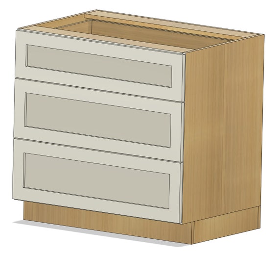 Fully Adjustable FRAMELESS Three Drawer Base Cabinet Fusion 360 File