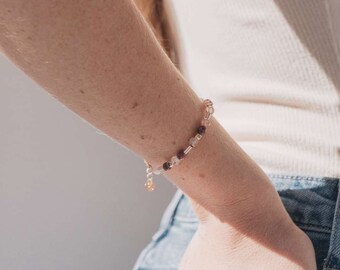 Shine Bracelet | Beaded Gemstone Bracelet | Strawberry Quartz | Minimalist Style