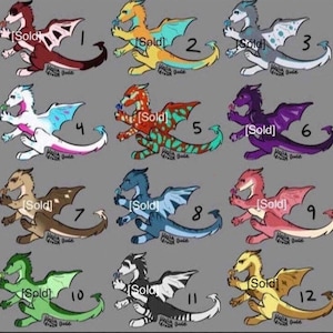 SALE- Dragon OC adopt character design furry adoptable fursona oc reference creature monster adopts batch