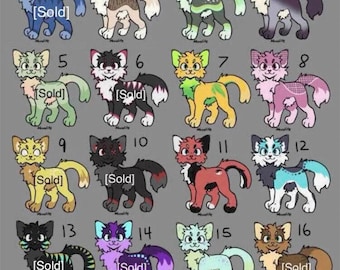 LOTE 3 - Gato OC adopta diseño de personaje furry adoptable fursona oc referencia