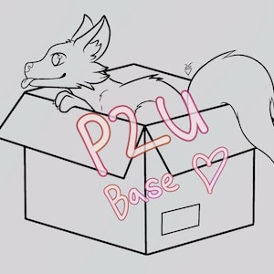 Furry canine dog drawing base - P2U chibi wolf in a box art base