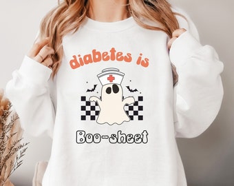Funny Diabetic Ghost Sweatshirt, Halloween T1D Sweater