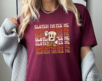 Funny Gluten Hates Me Shirt, Celiac Awareness Tee
