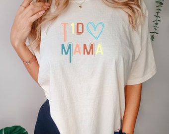 Maglietta vintage per mamme con diabete di tipo 1, colori comodi, supporto per il diabete di tipo 1