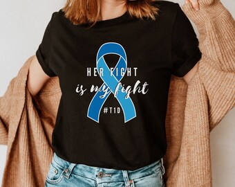 Type 1 Diabetes Support T-Shirt, Ribbon Tee, T1D Awareness