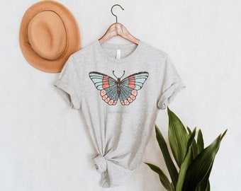 Vintage Butterfly Graphic Tee, Boho Oversized T-Shirt