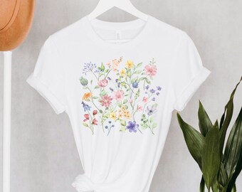 Wildflower Print Shirt, Boho Floral Tee