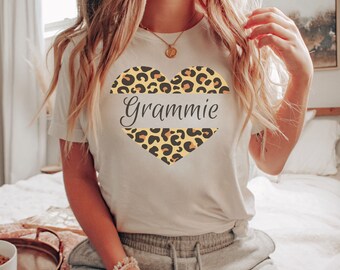 Leopard Heart Grammie Shirt, Grandma Gift