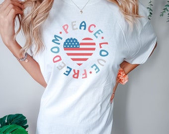 Camisa retro 4 de julio Comfort Colors, camiseta patriótica vintage, camiseta del 4 de julio, camiseta patriótica de América, camiseta del día de la independencia de verano