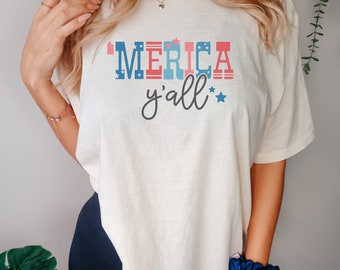 America Comfort Colors Tee, Retro 'Merica Y'all, 4th of July Shirt