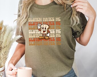 Funny Gluten Hates Me T-Shirt, Celiac Awareness Tee