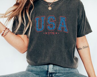 Retro USA Comfort Colors T-Shirt, 4th of July Patriotic Tee