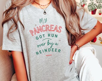 Funny Type 1 Diabetes Christmas Shirt: "Reindeer Pancreas" Design