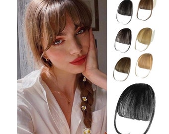 100% Human Hair Clip On Bangs Wispy Cute Hair Extension High Quality