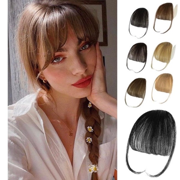 100% Human Hair Clip On Bangs Wispy Cute Hair Extension High Quality