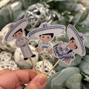 Silver Charrito and Charrita Cupcake Toppers – Cowboy & Cowgirl Birthday Decor | Mexican Fiesta Cake Topper | Bautizo | Catholics