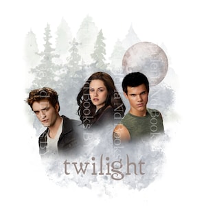Film de vampire png, clipart, image numérique, téléchargement numérique, aquarelle de film png, meute de loups, personnages de livres, edward, bella, affiche de jacob