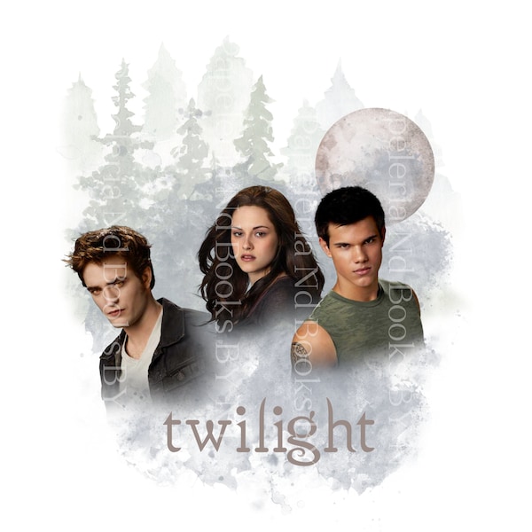 Vampire movie png, clip art, digital image, digital download, movie png watercolor, wolf pack, book characters, edward, bella, jacob poster