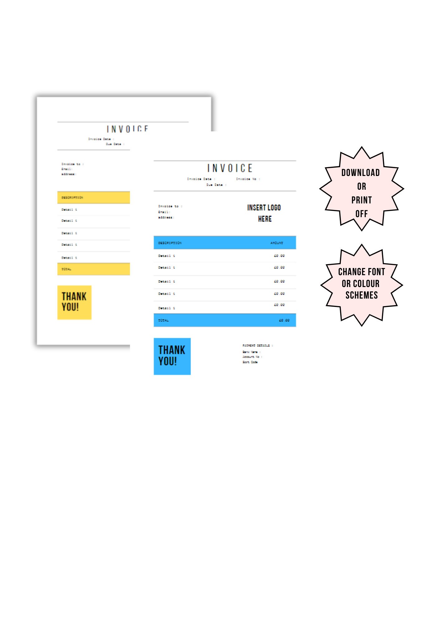 Invoice Template Pink Invoice Template Small Business Etsy Invoice Template Pink Invoice Template Small Business Etsy