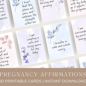 Pregnancy Affirmation Cards | 20 Printable Pregnancy Affirmations | Instant Download | First Trimester Affirmations | Printable PDF