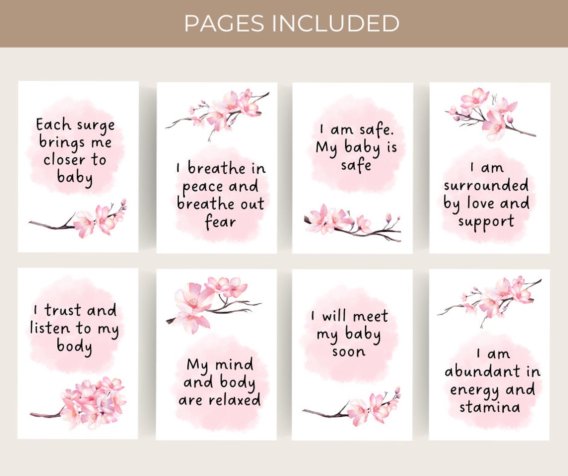 30 Printable Birth Affirmation Cards | Cherry Blossom | Instant ...