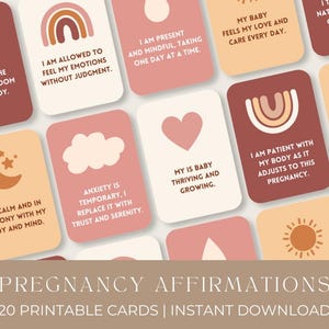 20 Printable Pregnancy Affirmation Cards | Instant Download | First Trimester Affirmations | Printable PDF