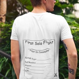 First Solo Shirt Cut-Tail Ready, Pilot in Command, Aviation Tradition, Graduation Gift, First Solo, Pilot Gift, Gift for Men, PIC, Flying
