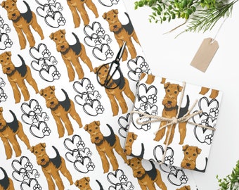 Airedale Wrapping Paper Roll, Pet Gifts, Dog Lover Gift, Dog Wrapping Paper, Pet Owner Gift, Pet Wrapping Paper, Unique Gift Wrap, Christmas