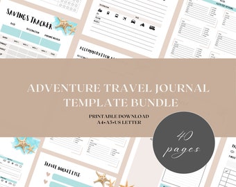 Travel Adventure Journal | Travel Adventure Planner | Digital Travel Journal | Digital Travel Planner | Printable Journal/Planner | 3 sizes