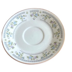 Vintage China Saucer - Floral Design in White, Pink, & Blue - 6 Inches Round
