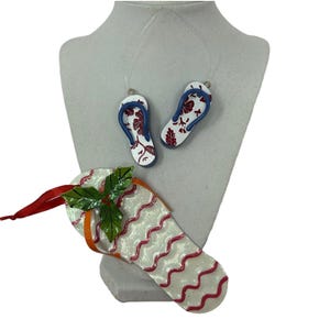 Enfeites de Natal Flip Flop - Chinelos Frestivos Feitos de Lata e Resina
