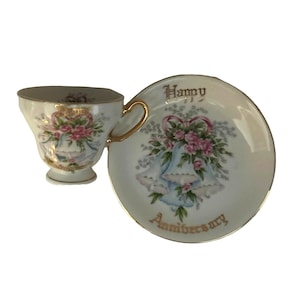 Vintage Norcrest China Jubiläum Teetasse mit Untertasse