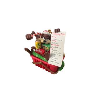 Vintage 1997 Taz in Shopping Basket Christmas Ornament
