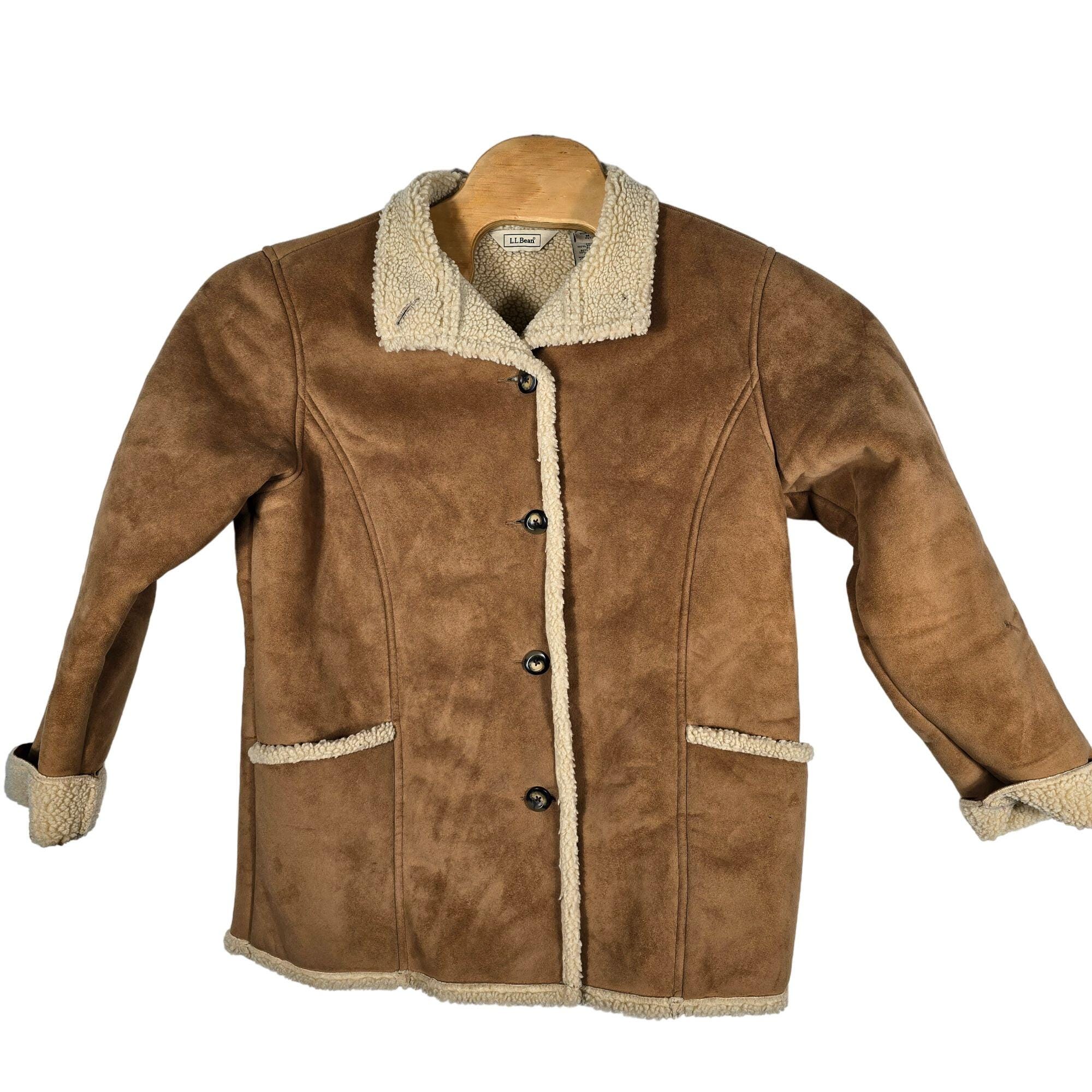Vintage Bean Sherpa Lined Faux Suede Shearling Jacket Women's