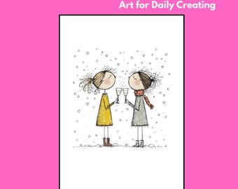 A New Year Daily Art Doodles, Easy to Draw, Digital Images (PDF and PNG)