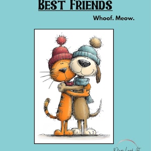 Arte de perros y gatos de Winter Friends, vol. 1 (imágenes digitales PNG y PDF)