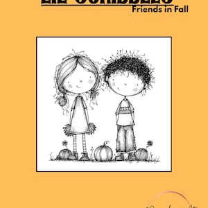 Lil Scribbles Series Doodles Friends in Fall, Line Art, Whimsical, Illustrative, png, pdf files