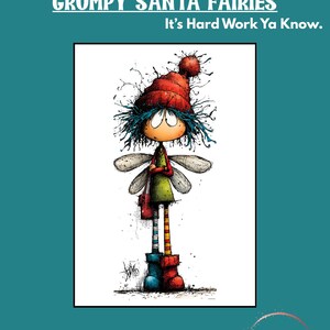 Grumpy Santa Feen – Digitale Weihnachtsbilder für Künstler (PDF und PNG)