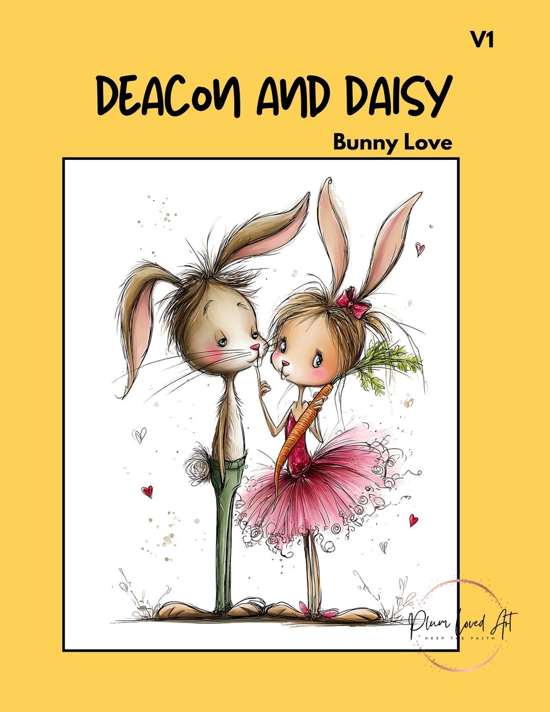 Dassy Rabbit Deacon and Daisy Bunny Rabbits Whimsical 40 Digital Images for Artist ...