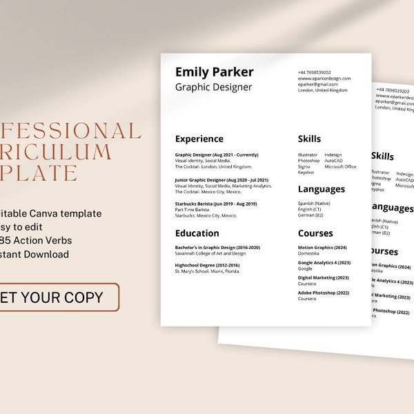 Minimalist resume template, simple modern resume template, Professional resume template, clean resume template