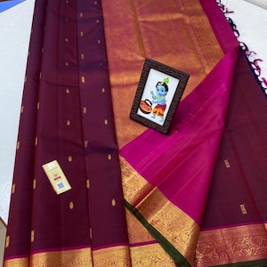 Unique Pure Kanchipuram Silk Saree in Maroon Tone | Silk Mark Certified | Kaanchy Sarees