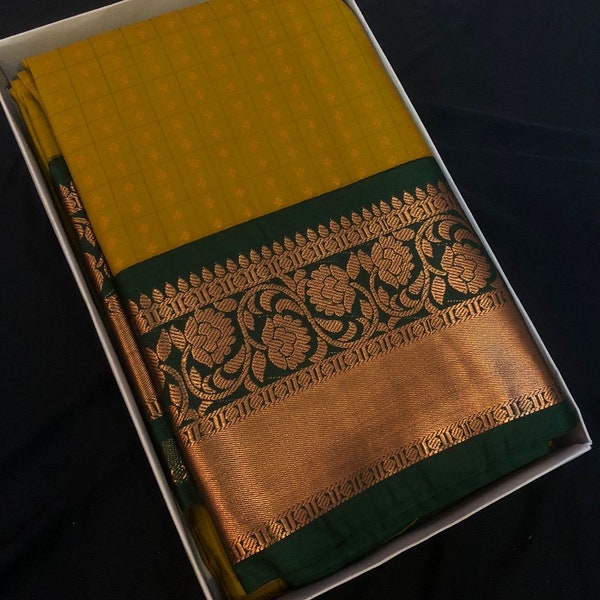 Semi Kanjivaram Silk Saree in Green Tone| Kaanchy Sarees