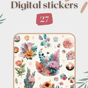 Pegatinas de buenas notas / Pegatinas de buenas notas / Pegatinas de planificador digital / Pegatinas recortadas previamente / Pegatinas de planificador / Pegatinas digitales de flores