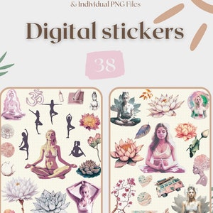 Digital planner stickers | Pink stickers | Goodnotes stickers | Yoga stickers | Aesthetic stickers| Meditation stickers |Good notes stickers