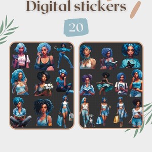 Black Women Clipart, Black girl planner stickers, Black girl clipart, Goodnotes stickers, Digital stickers, African American