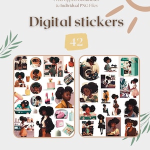 Black girl stickers Digital stickers Goodnotes stickers New girl stickers Precropped stickers African American Everyday stickers planner