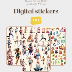 Fitness digital stickers, Sport stickers, Goodnotes stickers digital, Aesthetic stickers