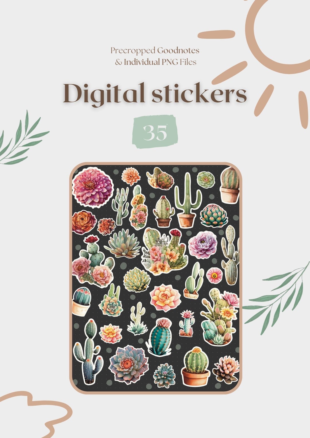 Plant Stickers | Goodnotes Stickers | Digital Planner | Succulent ...