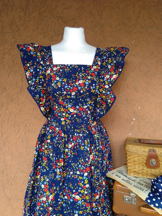 70s dress, handmade in liberty patterned cotton -… - image 2