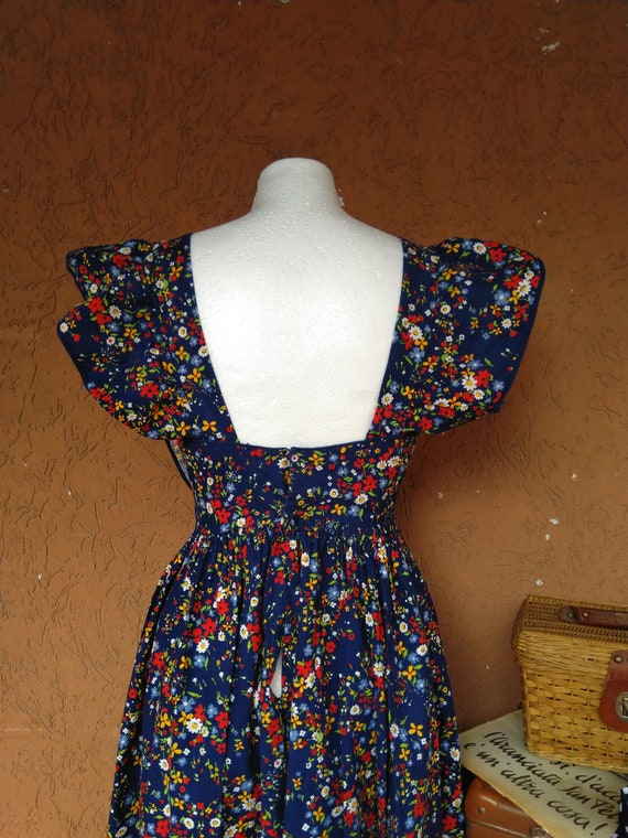 70s dress, handmade in liberty patterned cotton -… - image 5
